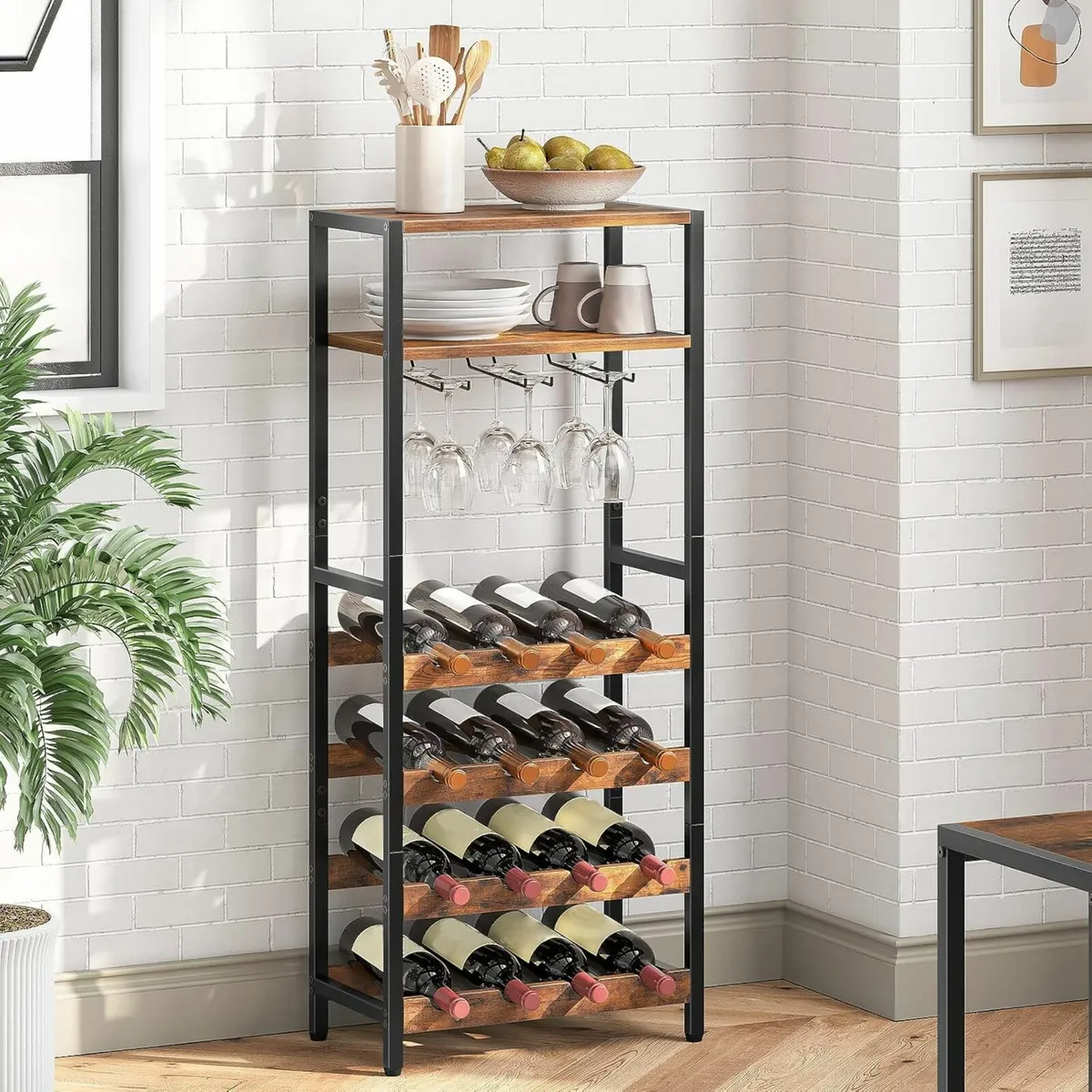 Wine Rack, Bottle Rack for 16 Bottles of Wine, Fre - Image 3