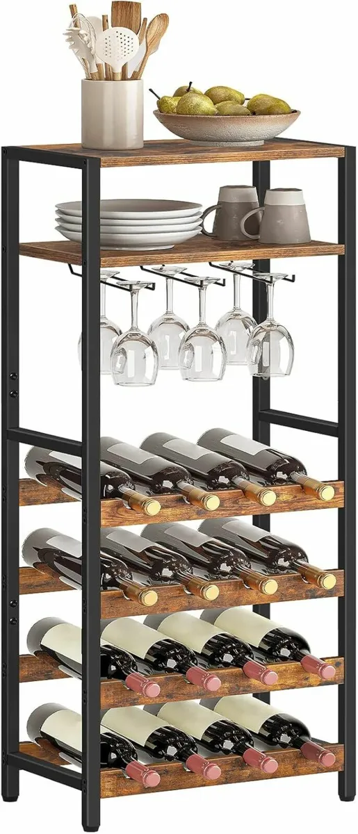 Wine Rack, Bottle Rack for 16 Bottles of Wine, Fre - Image 4