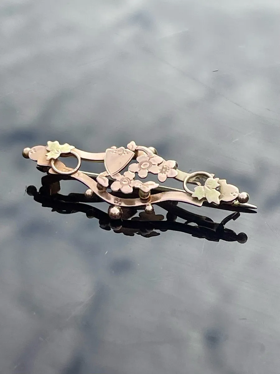 9ct Yellow and Rose Gold Brooch - Image 1