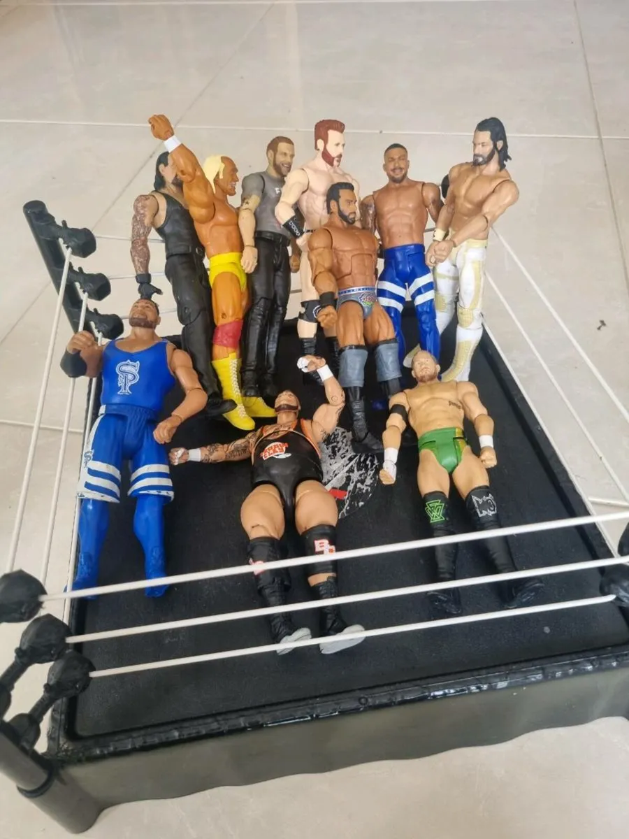 Wrestling figures and ring - Image 1