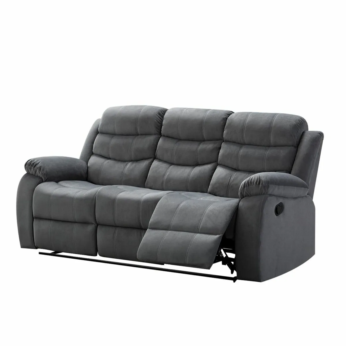 3 Seater Fabric Recliner Sofa – Grey - Image 2