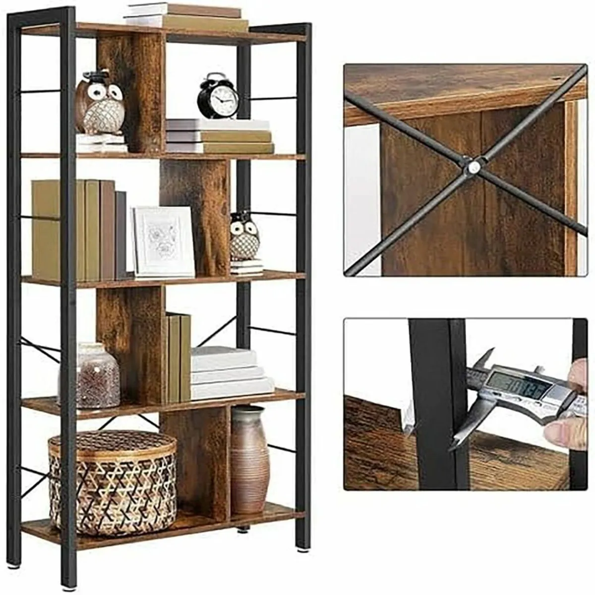 Bookcase Industrial style 5 tier storage shelves r - Image 2