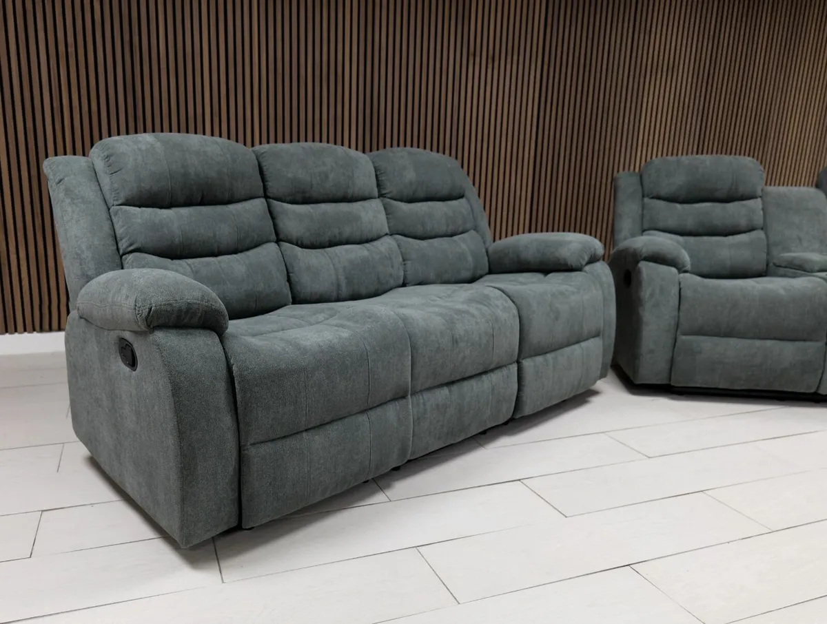 3 Seater Fabric Recliner Sofa – Grey - Image 1