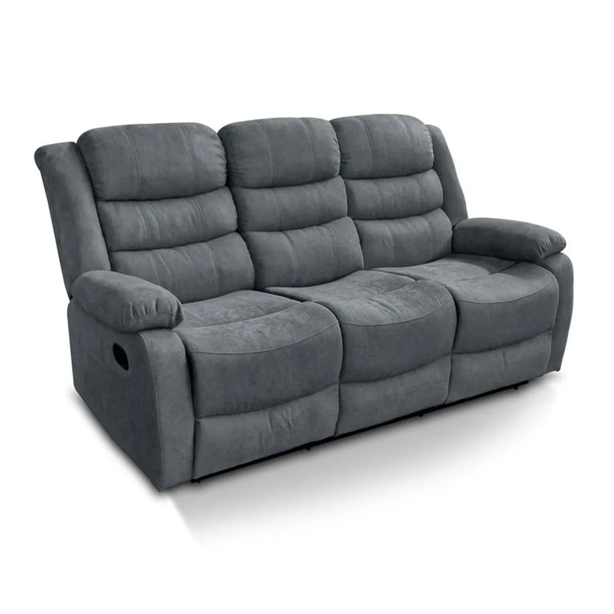 3 Seater Fabric Recliner Sofa, Grey - Image 3