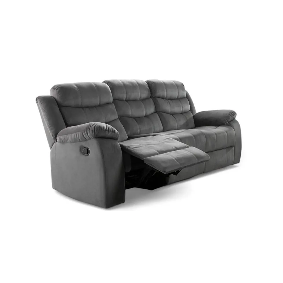 3 Seater Fabric Recliner Sofa, Grey - Image 4