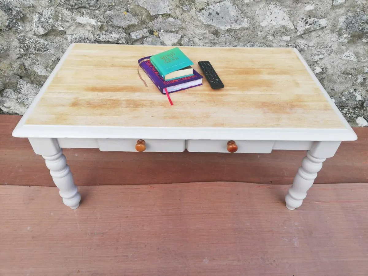 Newly restyled solid wood coffee table in cream - Image 1