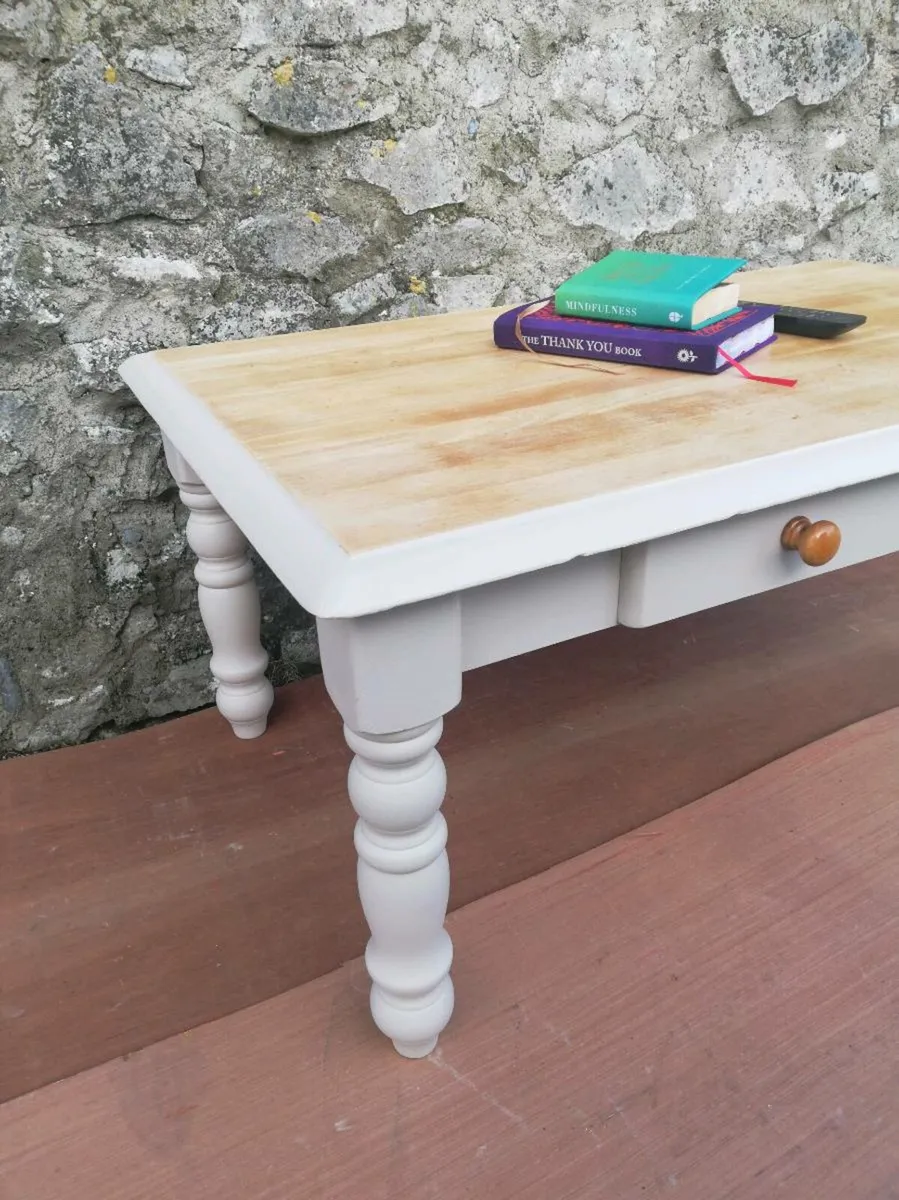 Newly restyled solid wood coffee table in cream - Image 2