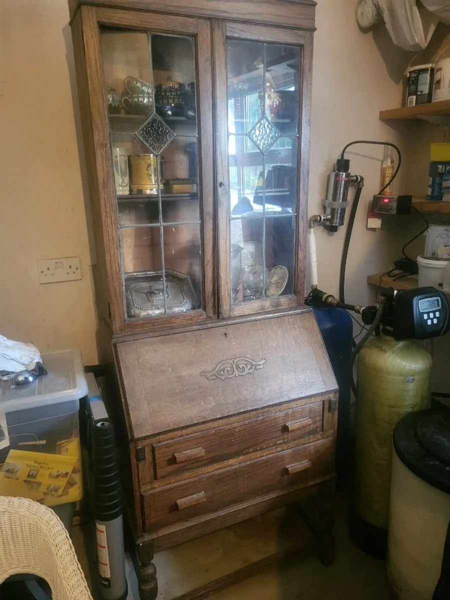 Writing bureau with glass display cabinet - Image 1