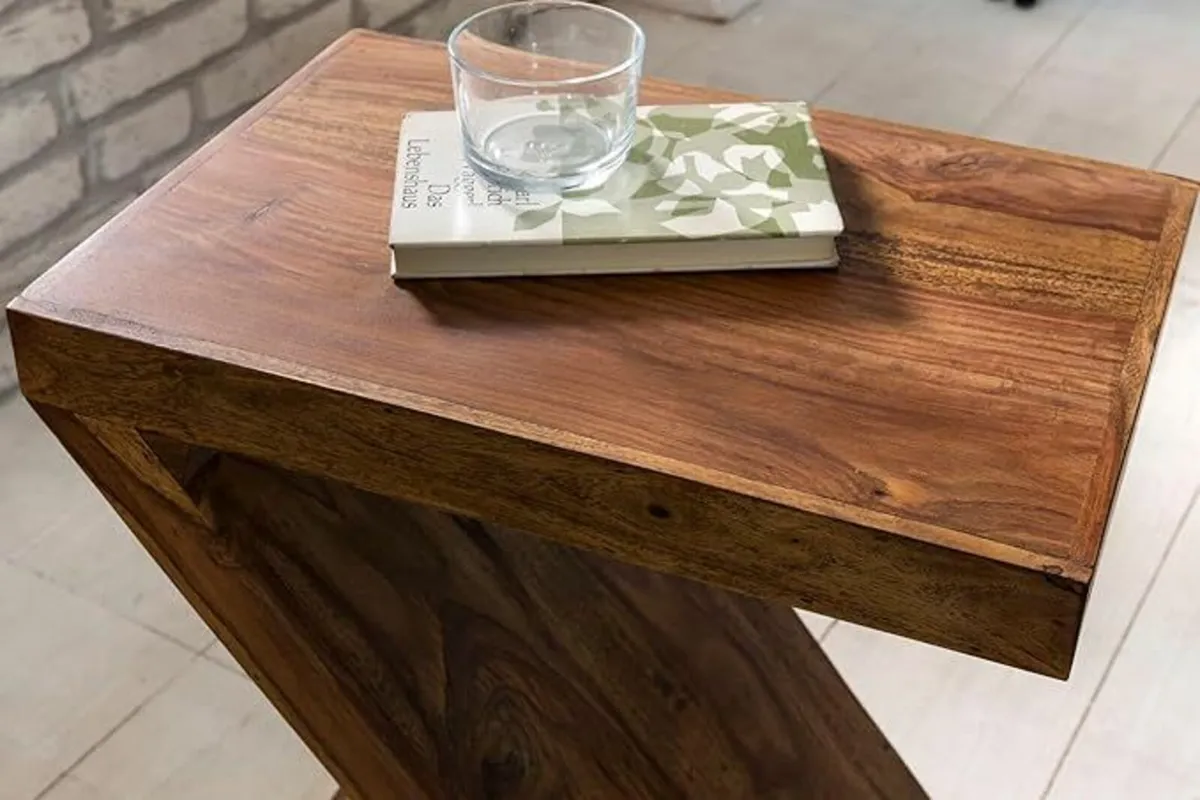 Z Shape Side Table in Solid Sheesham or Acacia Woo - Image 2