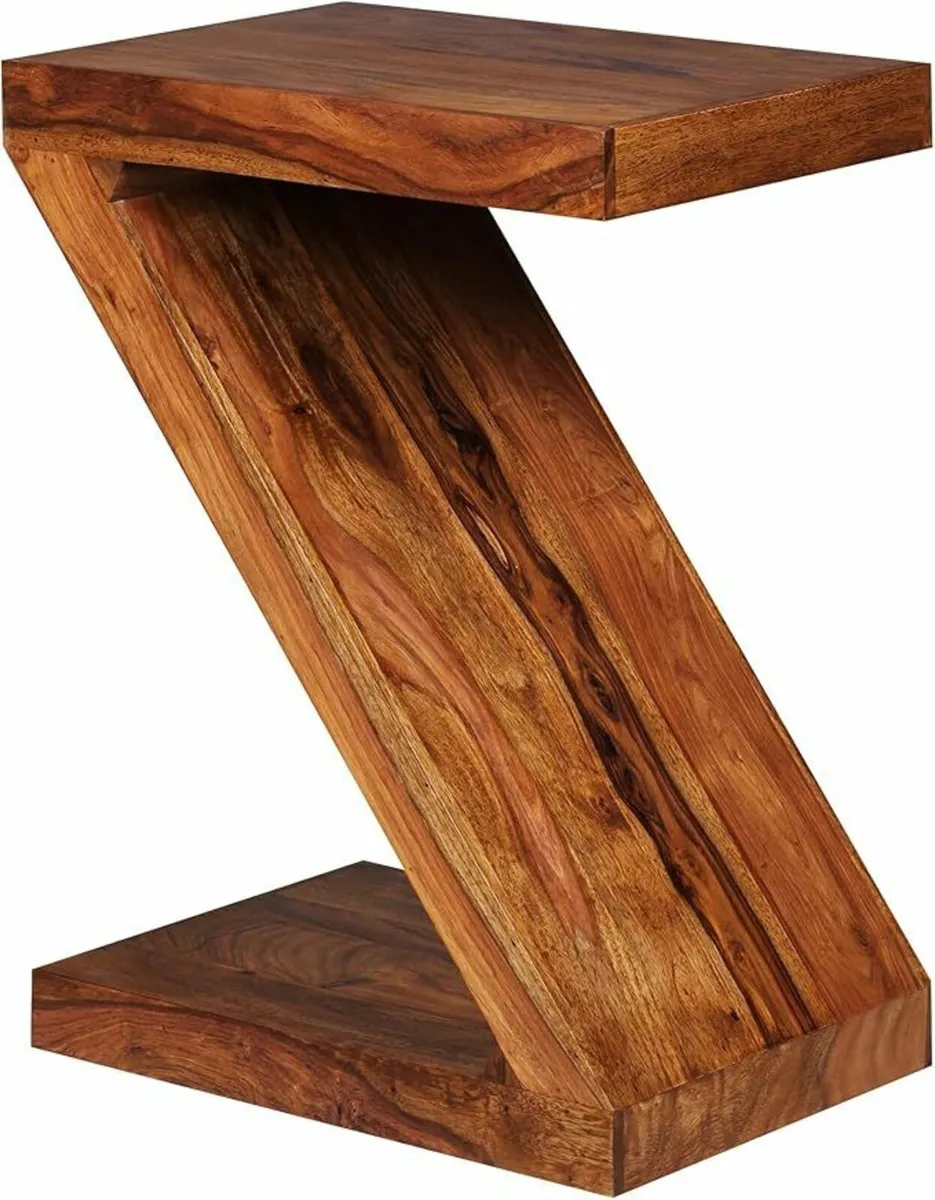 Z Shape Side Table in Solid Sheesham or Acacia Woo - Image 4