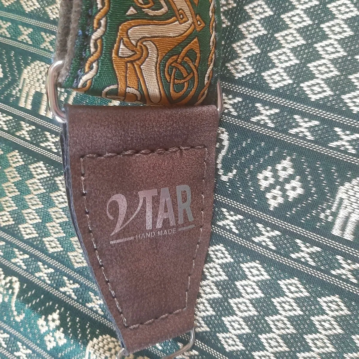 Lovely Celtic Beast green banjo strap - Image 3