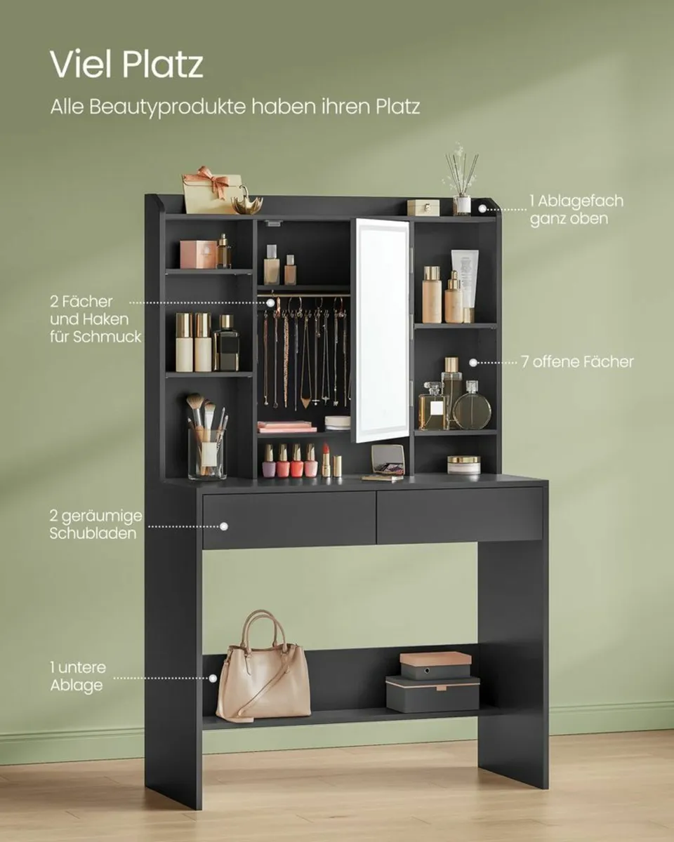 Dressing table Black LED Mirror - Image 2