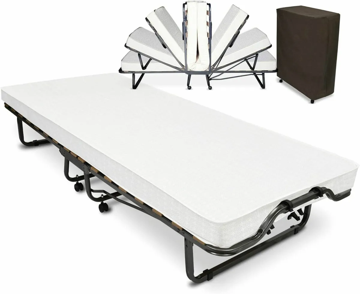 Guest Bed Folding Bed Foldable with Mattress and c - Image 2