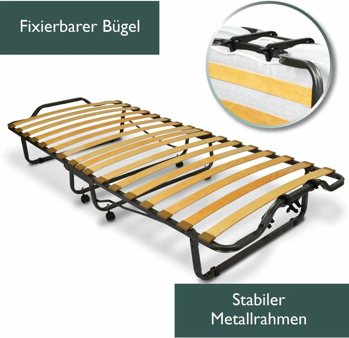 Guest Bed Folding Bed Foldable with Mattress and c - Image 3