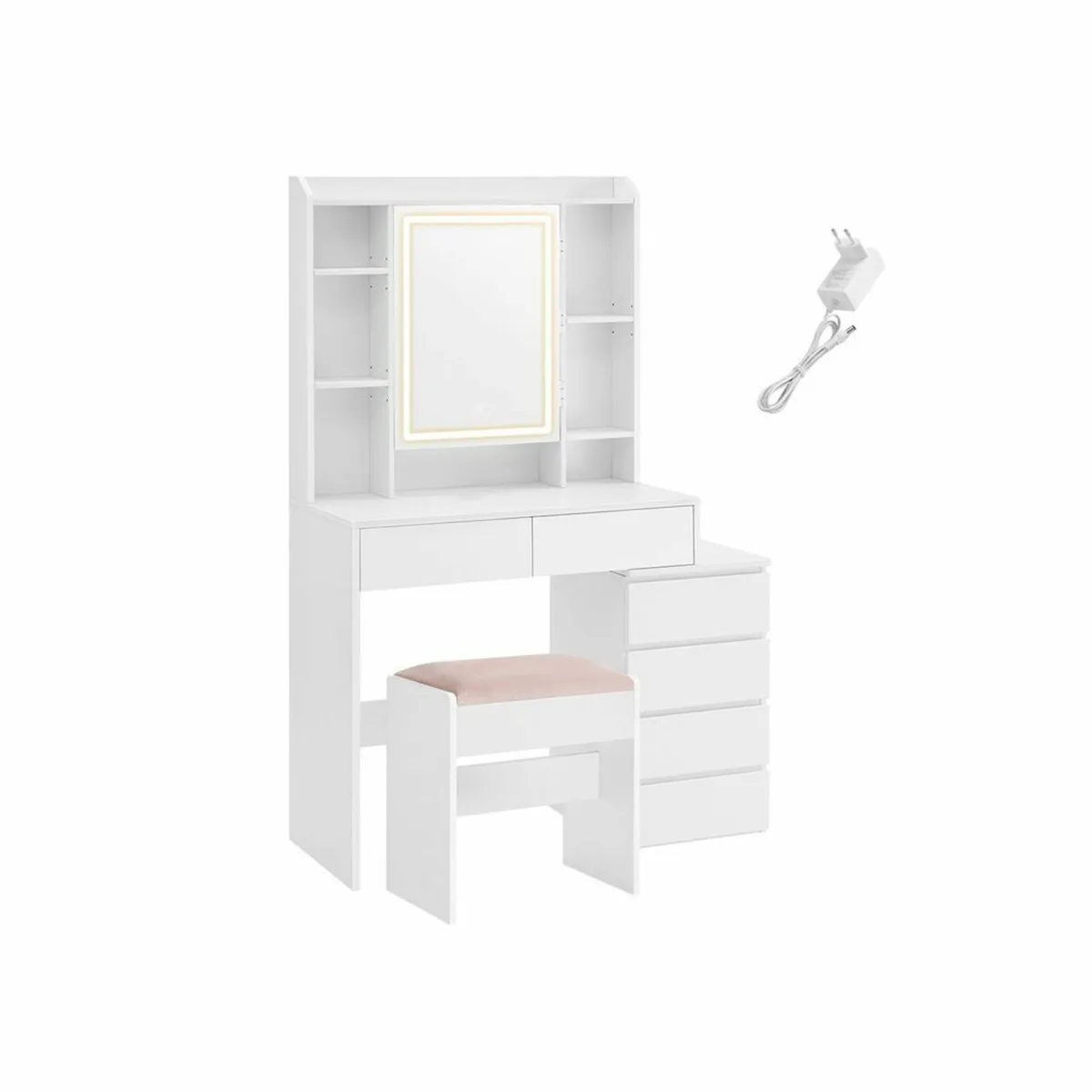 Dressing table with LED lighting and Padded stool - Image 1