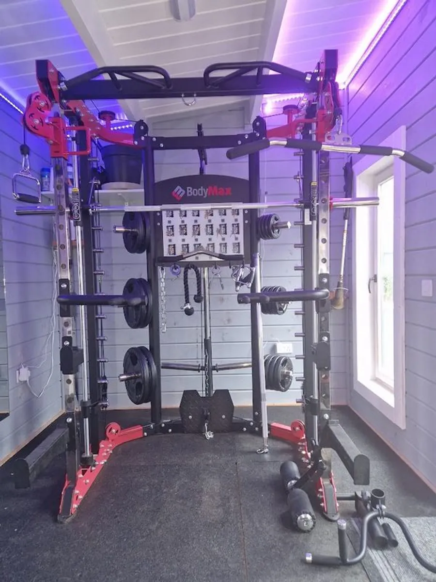 Full Home Gym = Multigym, Smith Machine, Cables, Olympic Barbell + Weights 145KG,Utility Bench, Dumbbells 5kg to 30kg + Bodysolid Rack, and more - Image 1