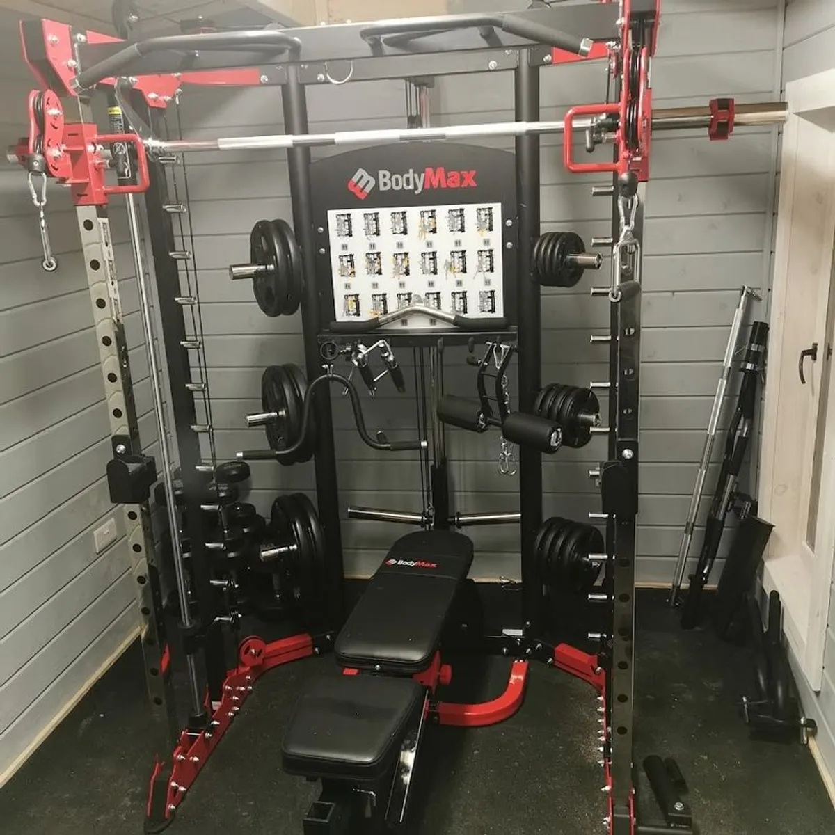 Full Home Gym = Multigym, Smith Machine, Cables, Olympic Barbell + Weights 145KG,Utility Bench, Dumbbells 5kg to 30kg + Bodysolid Rack, and more - Image 2