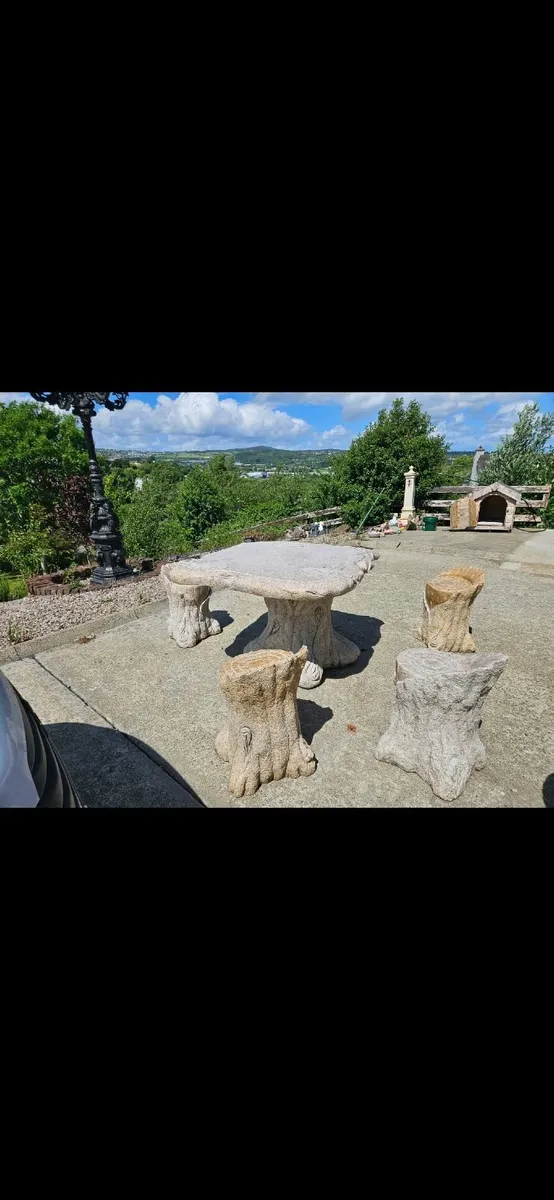 Outdoor Granite Table and Stools - Image 1