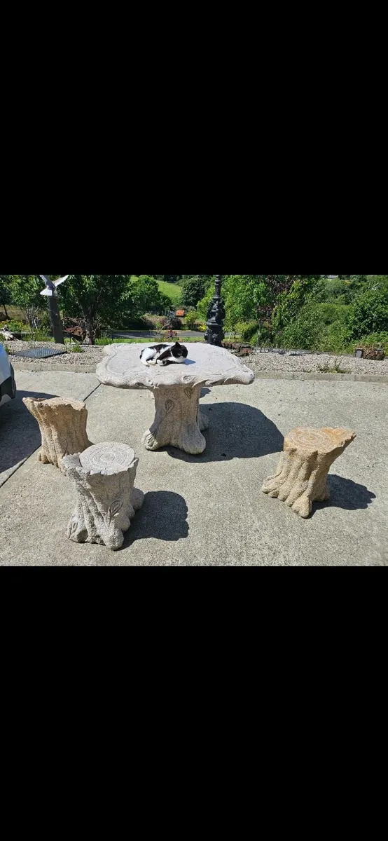 Outdoor Granite Table and Stools - Image 2