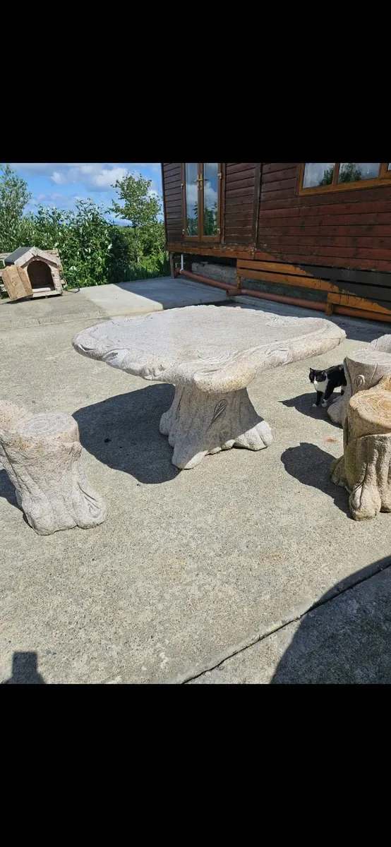 Outdoor Granite Table and Stools - Image 4