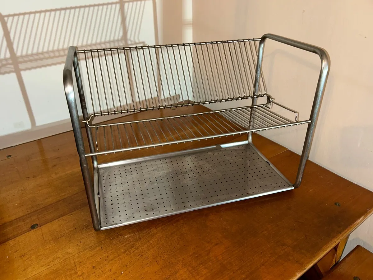 Stylish stainless steel dish drainer - 2 tiers - Image 4