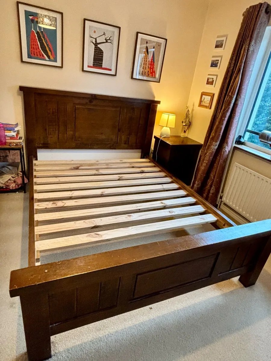 King size gloss wooden bed frame - Image 1