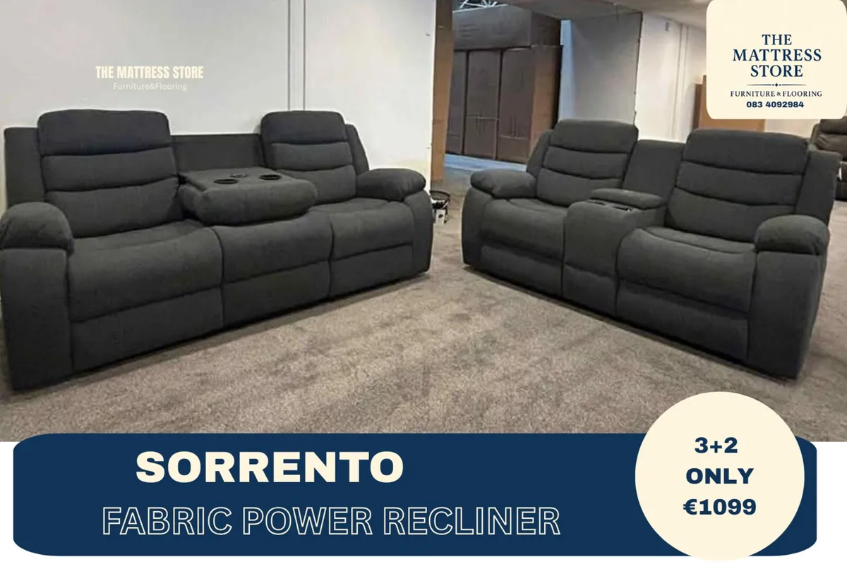 3+2 Grey Fabric Electric Recliner - Image 1
