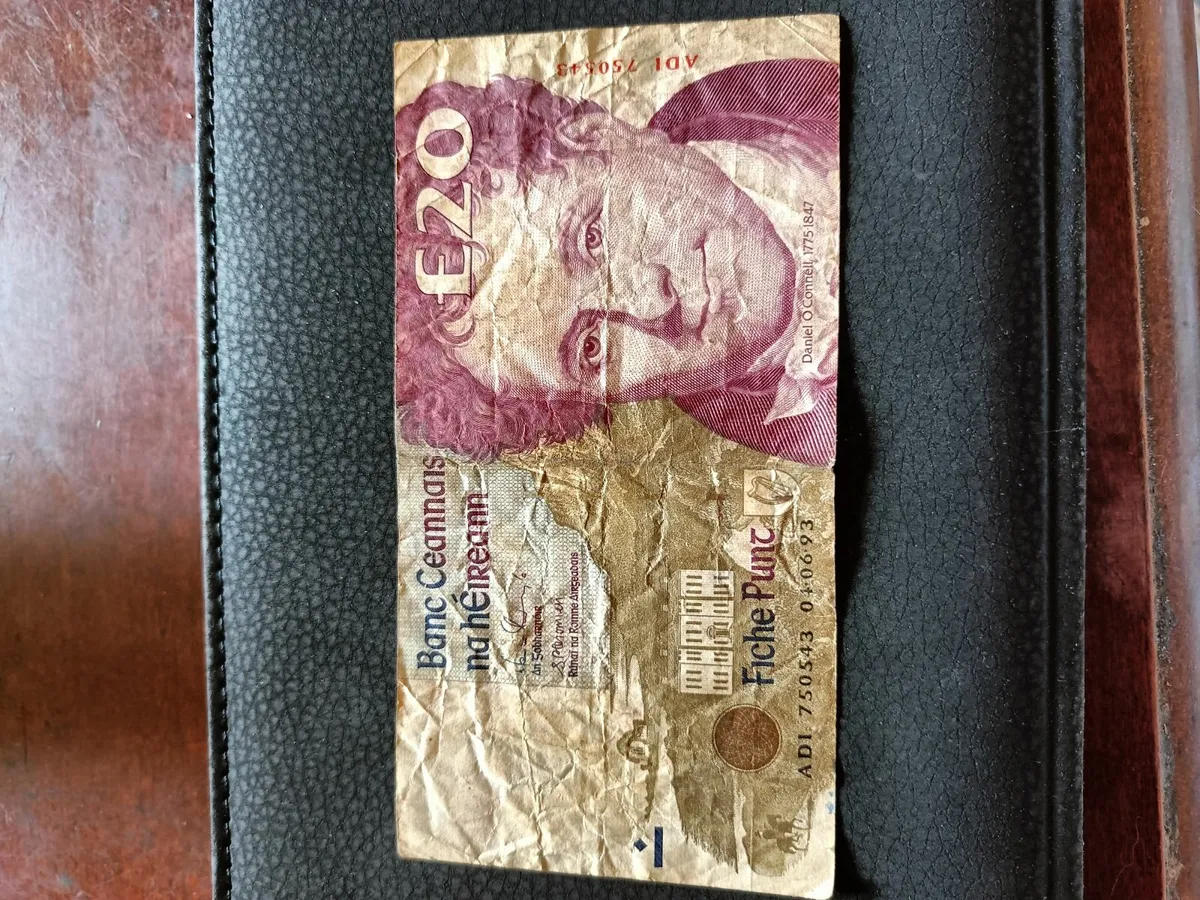 Old £20 punt note and £1 punt coin 1990 - Image 2