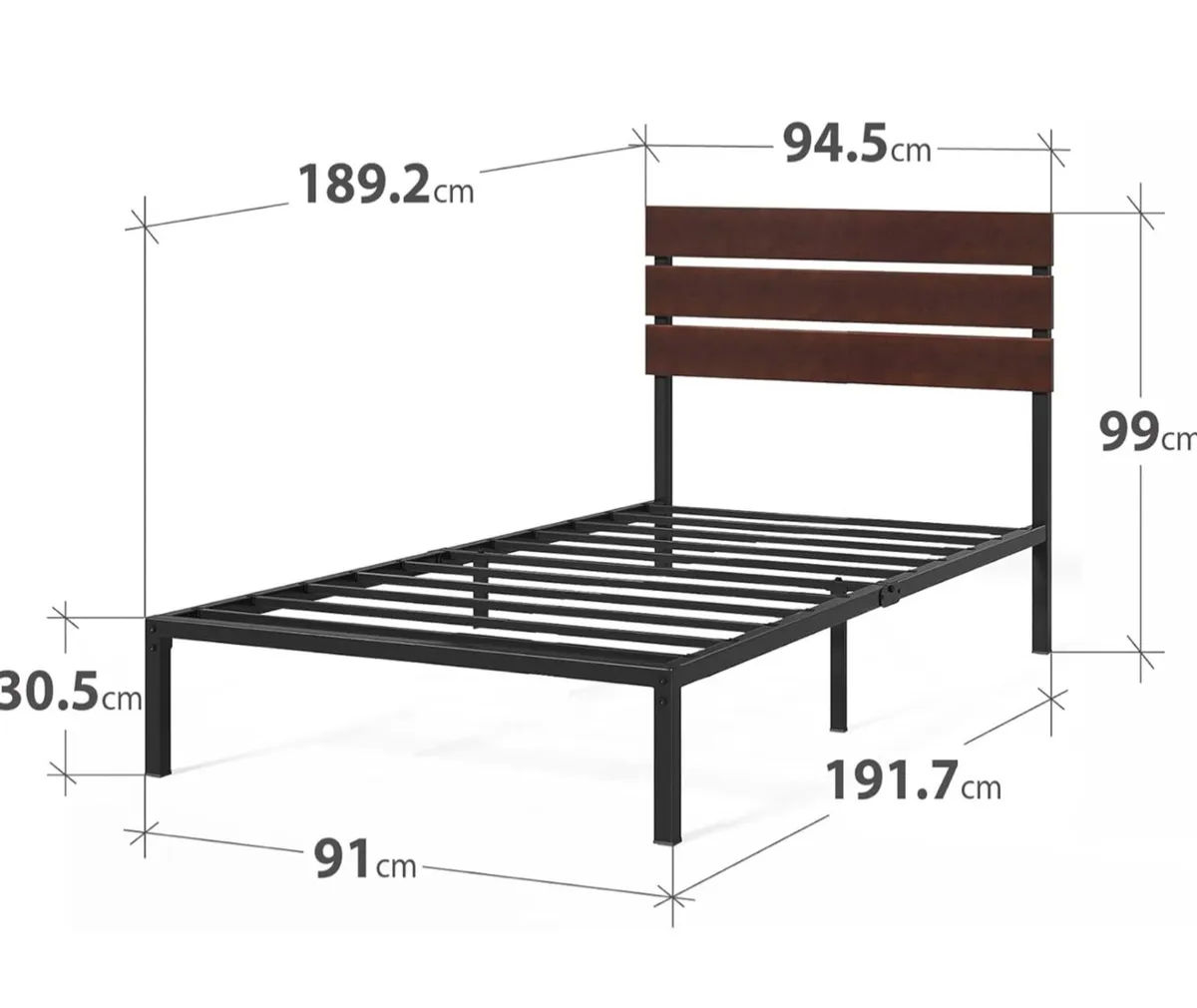 Single Bed frame  Bed 90x190 cm  31 cm Height - Image 2