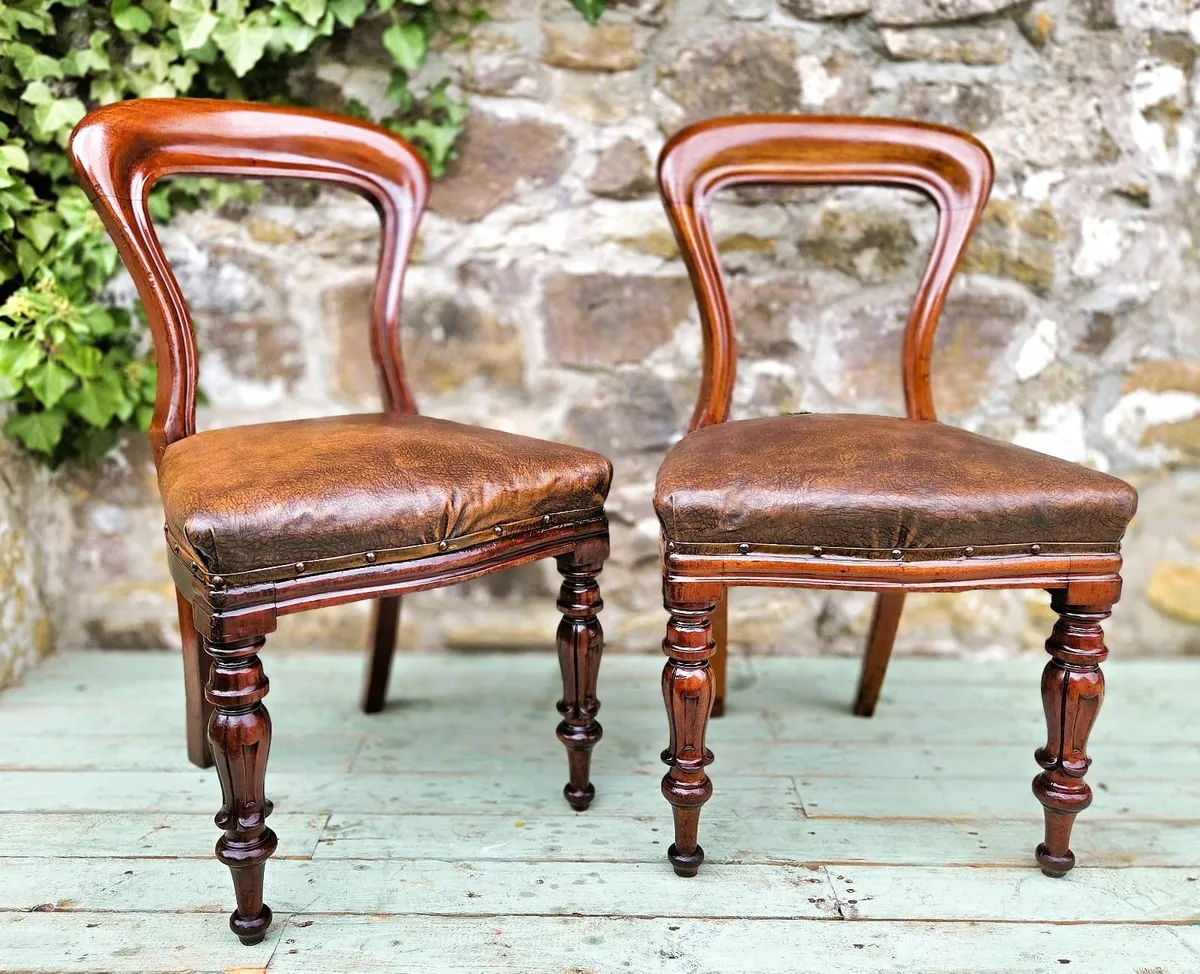 Victorian Balloon Back Chairs- Circa 1870 - Image 1