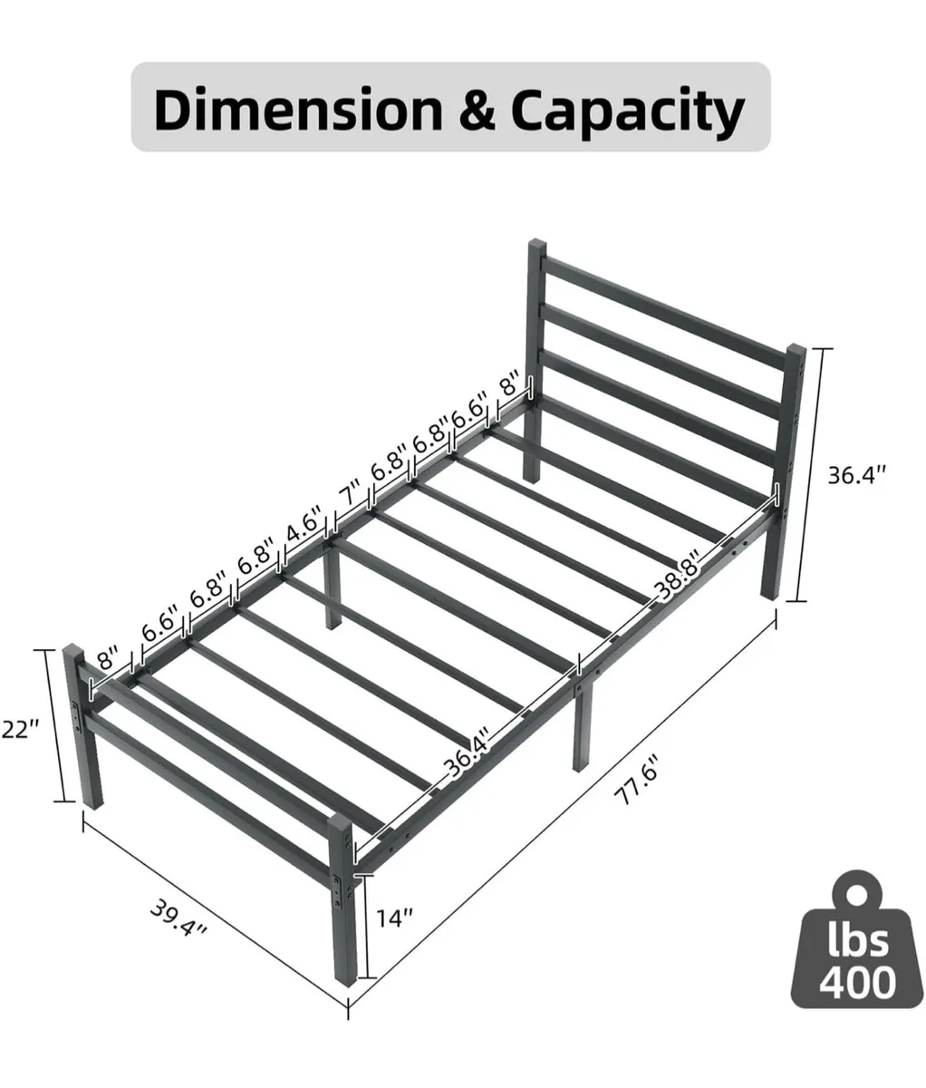 3ft Single Bed Frame with Headboard - Image 3