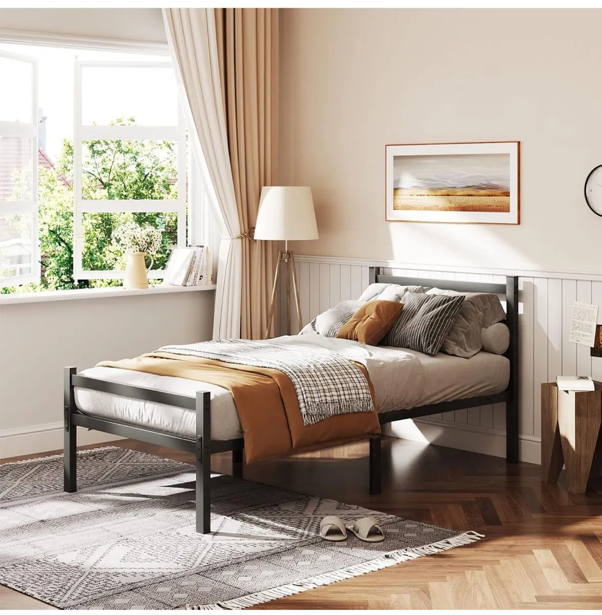 3ft Single Bed Frame with Headboard - Image 1