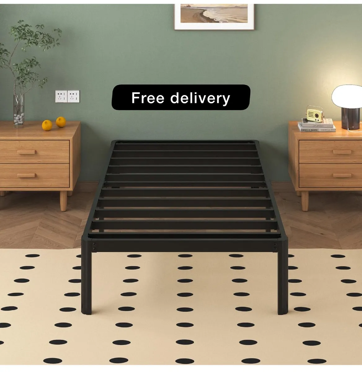 3ft Single Bed Frame with Rounded Corner Legs - Image 1