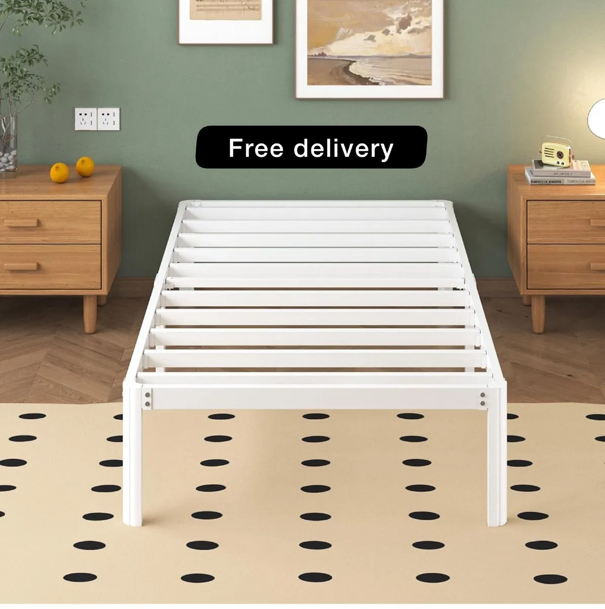 3ft Single Bed Frame with Rounded Corner Legs - Image 1