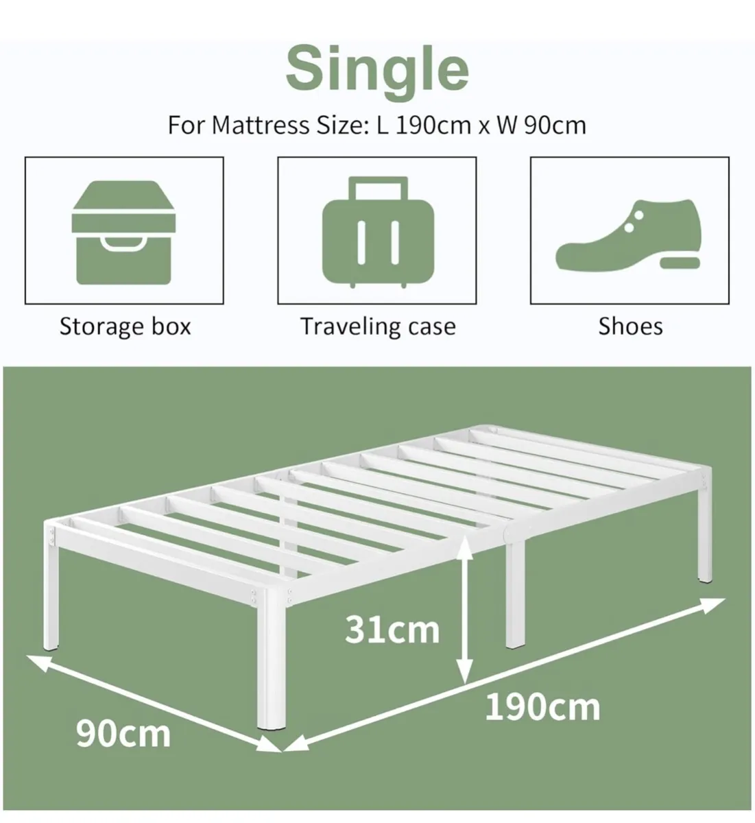 3ft Single Bed Frame with Rounded Corner Legs - Image 1