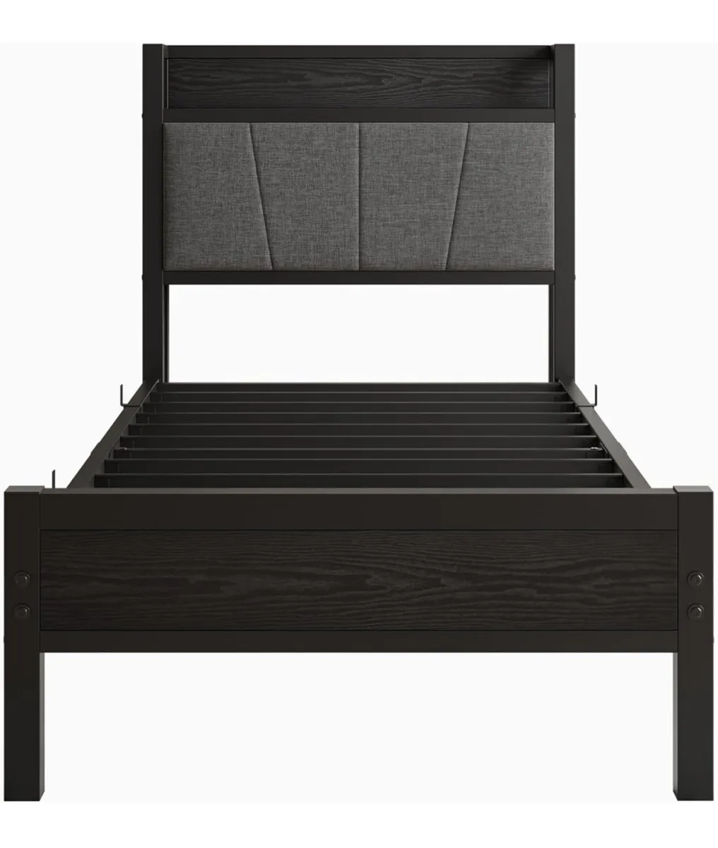 3ft Single Bed Frame with Storage Headboard - Image 2