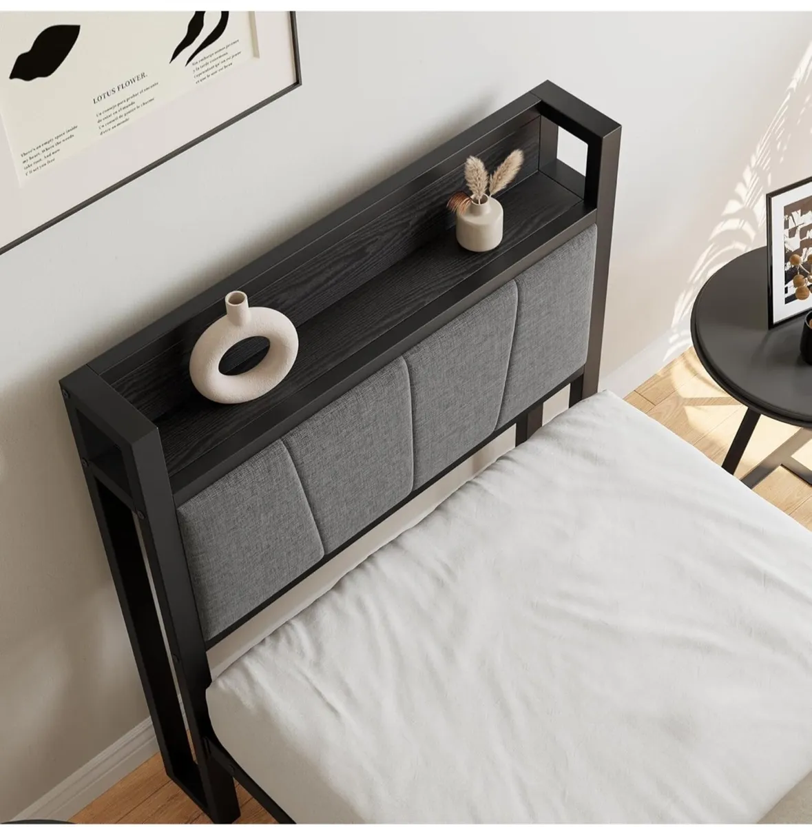3ft Single Bed Frame with Storage Headboard - Image 4