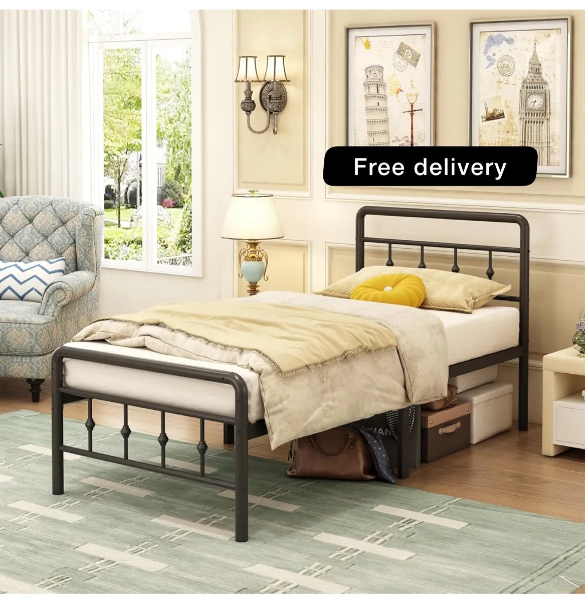 Single Bed Frame 3ft with Headboard and Footboard - Image 1