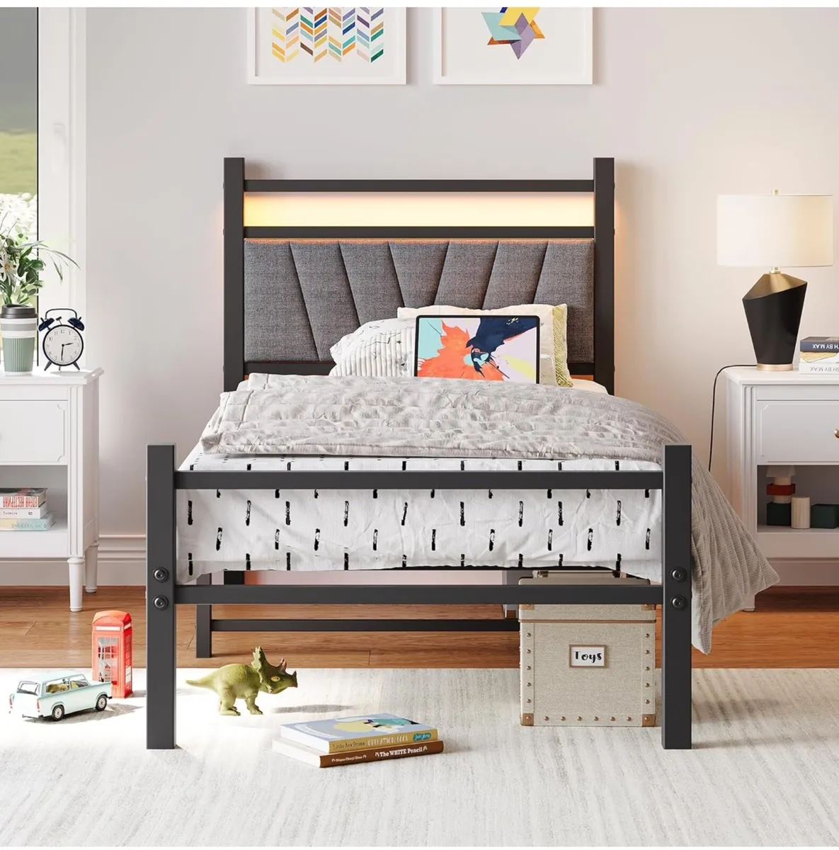 Bed frame with Headboard and USB Charging Station - Image 3