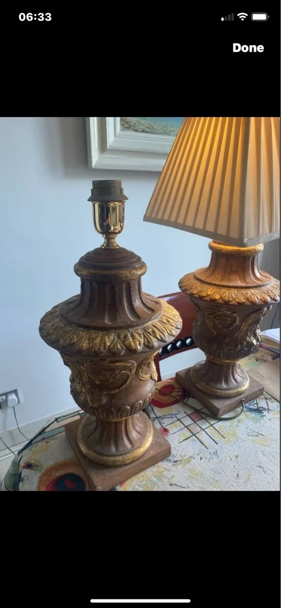 Large Vintage Stone Table  Lamps - Image 3