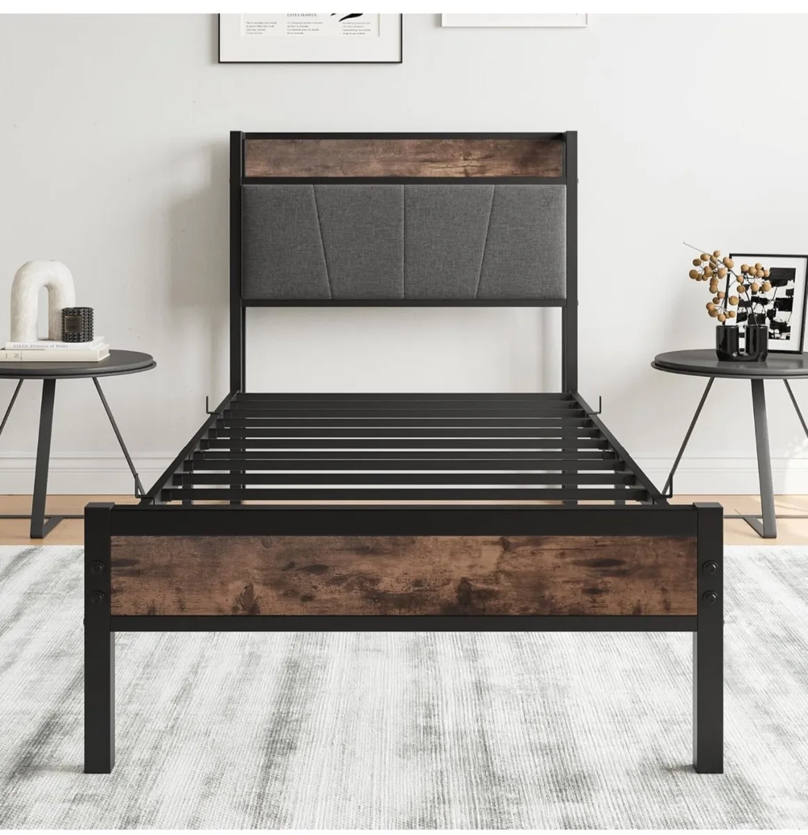 3ft Single Bed Frame with Storage Headboard - Image 3