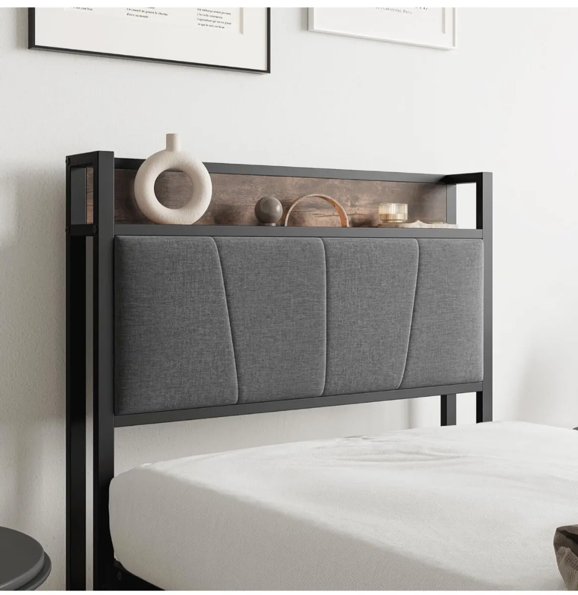 3ft Single Bed Frame with Storage Headboard - Image 4