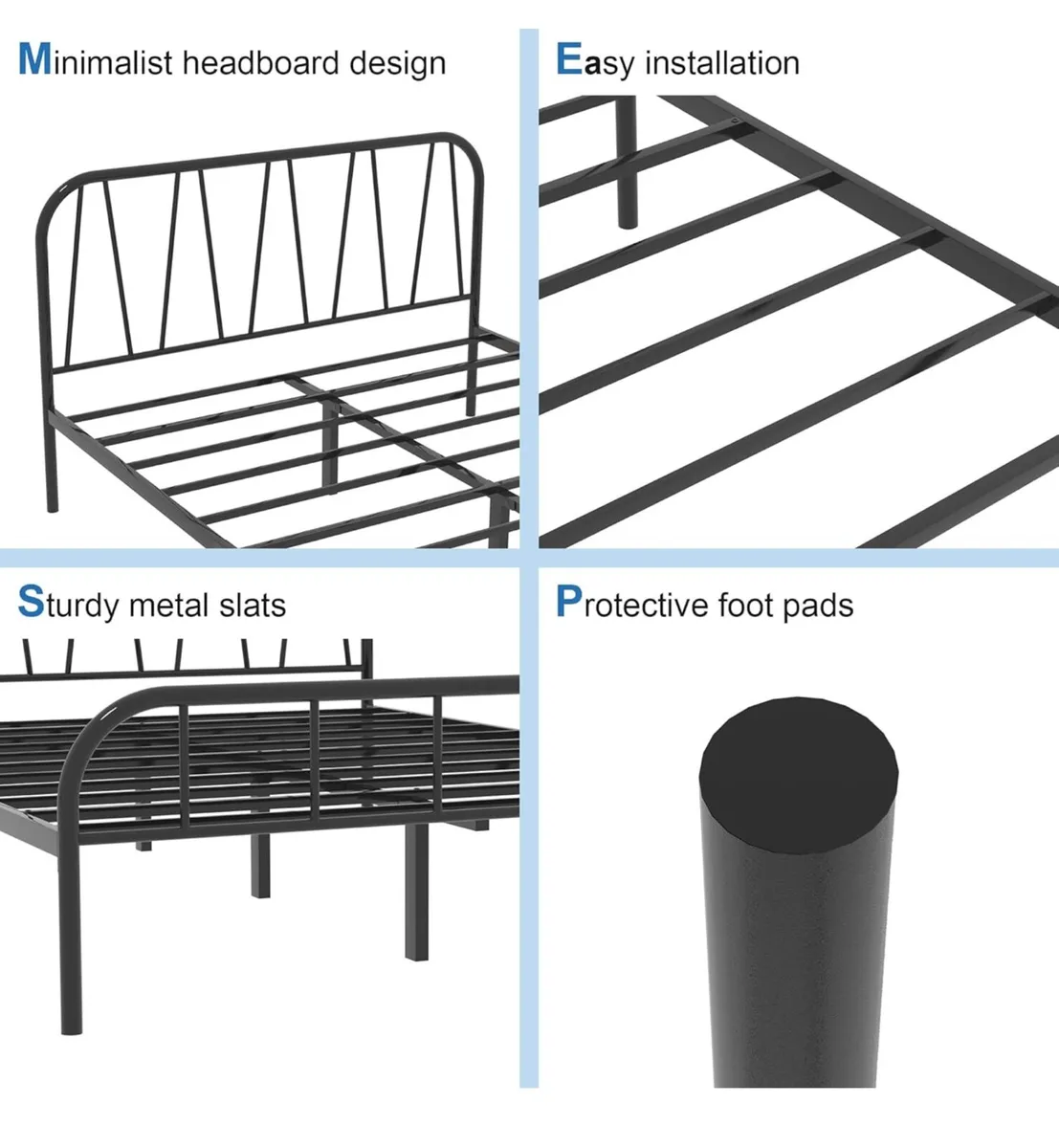 Single Bed Frame, Solid Metal Bed Frame - Image 4