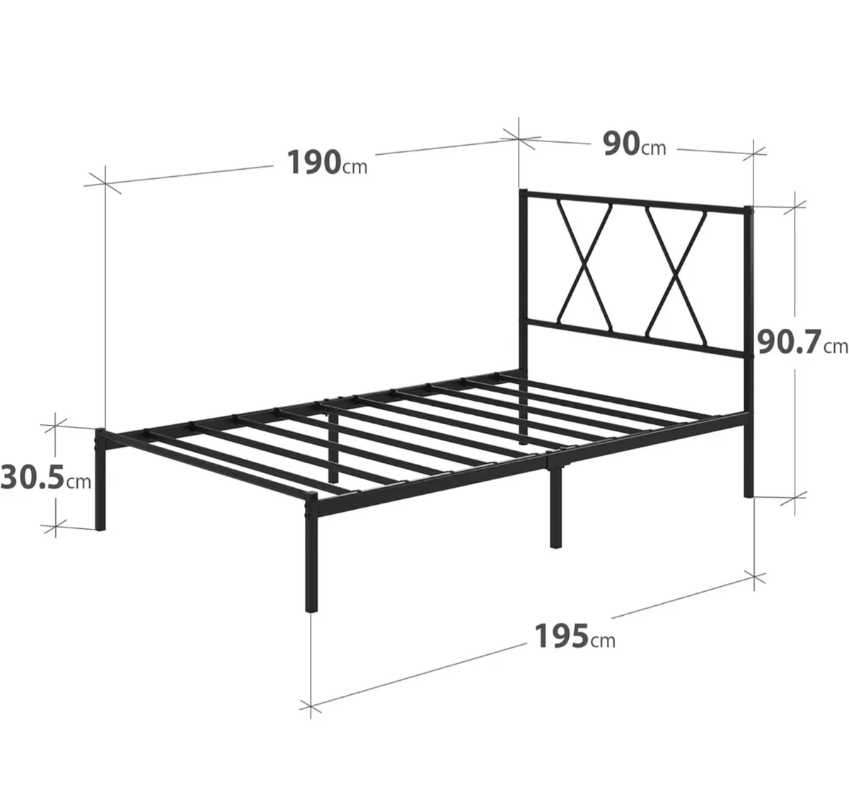 Single Bed Frame  Bed 90x190 cm 30cm Height - Image 3