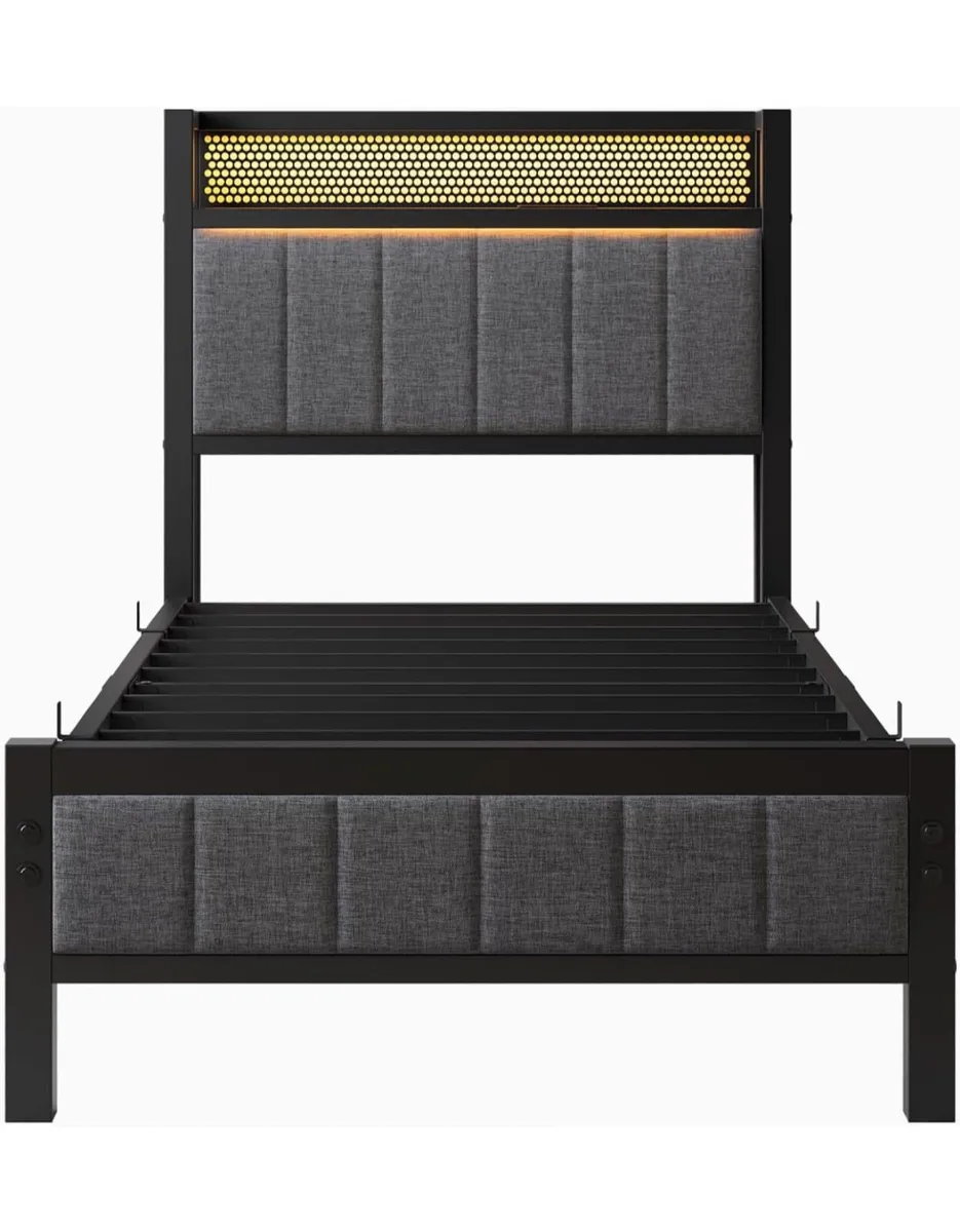 Single Bed Frames with Storage Headboard and Charg - Image 2