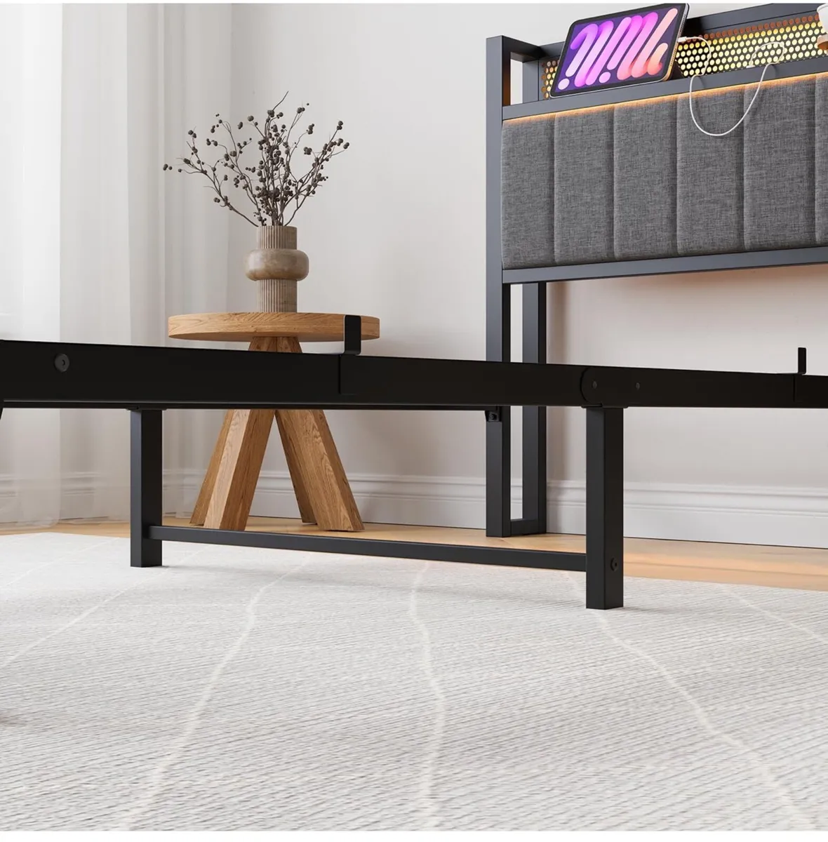 Single Bed Frames with Storage Headboard and Charg - Image 4