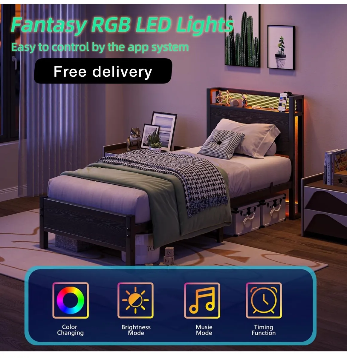 Single Bed with Charging Station - Image 1