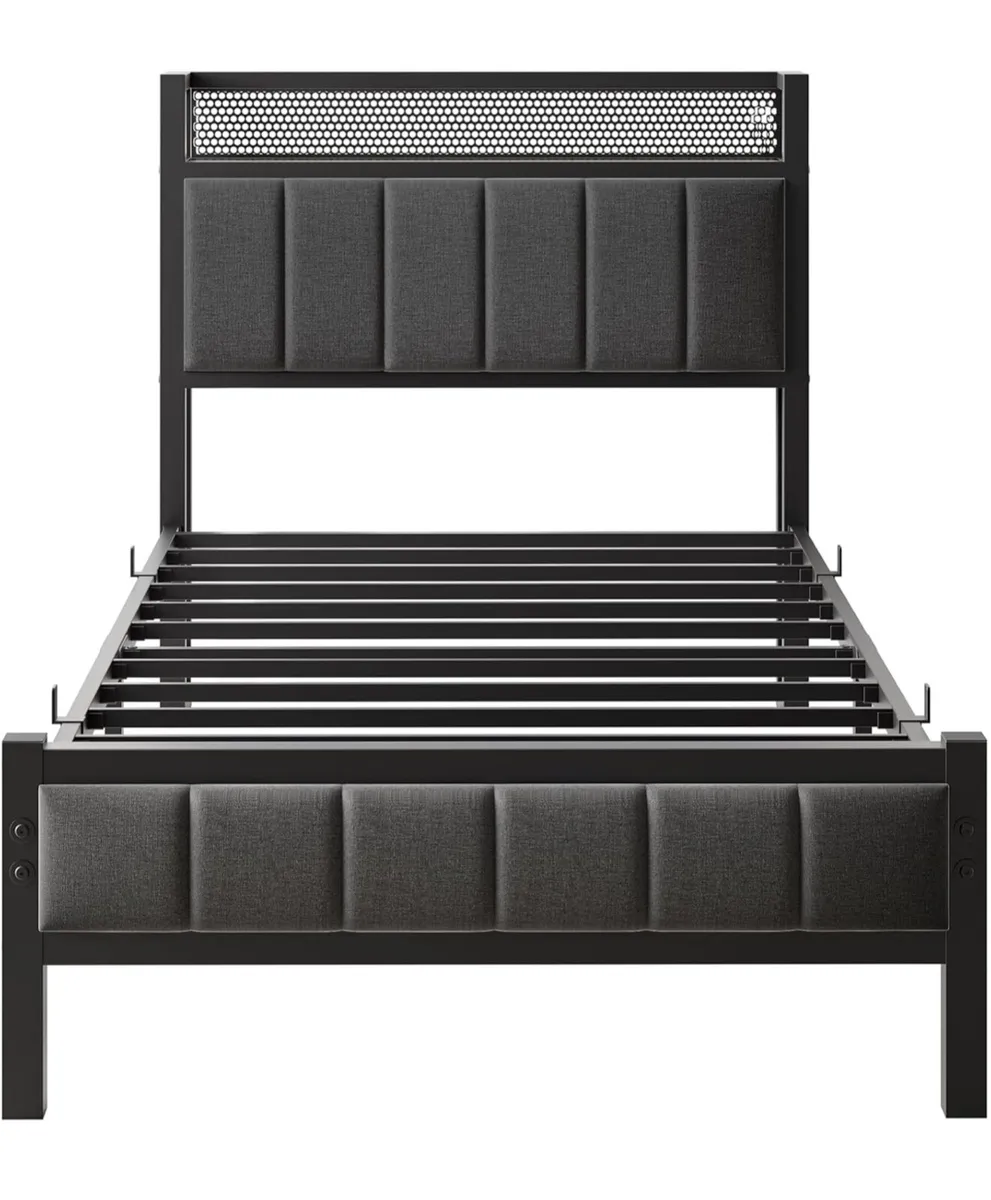 3ft Single Bed Frames with Storage Headboard - Image 2