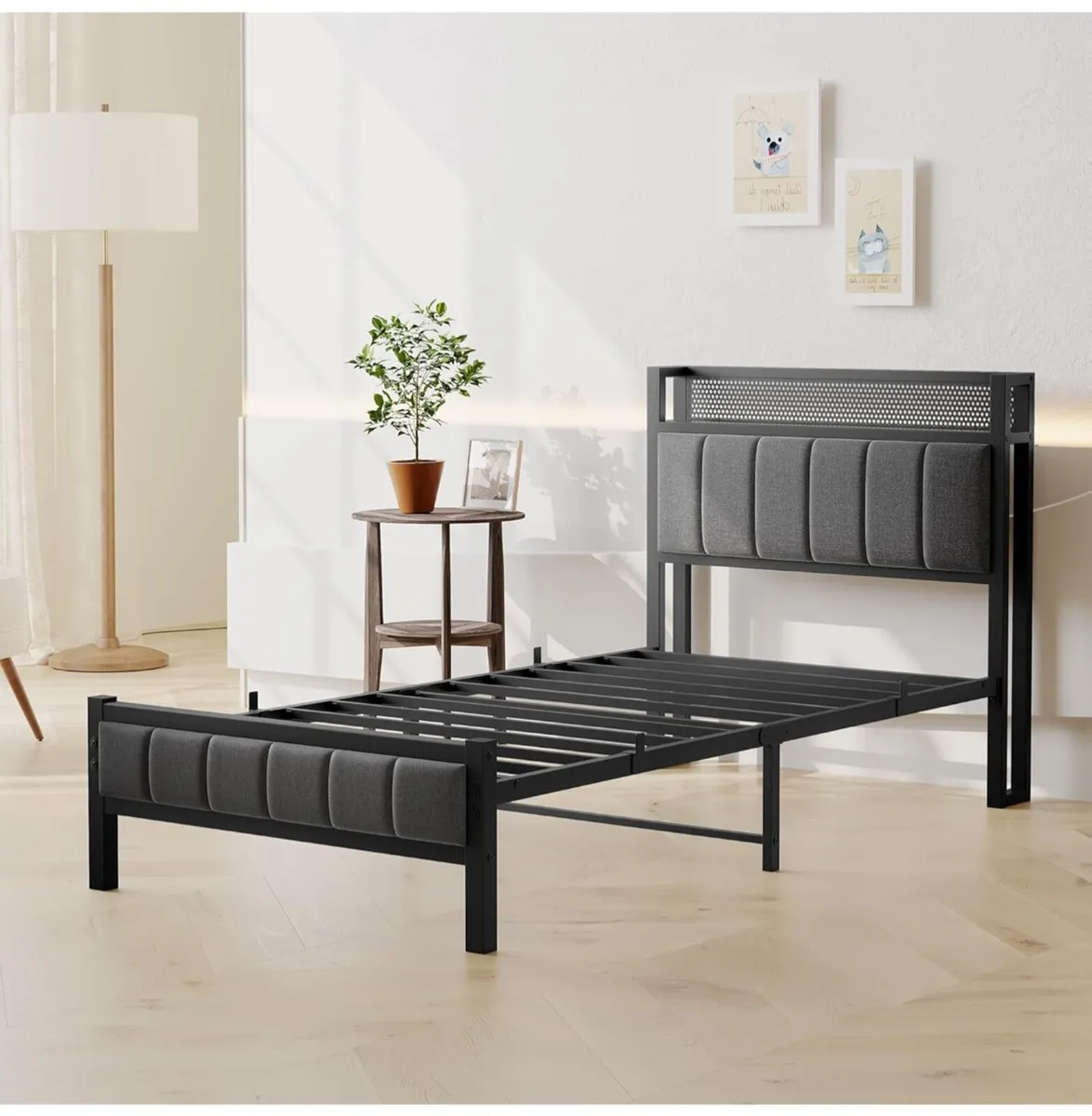 3ft Single Bed Frames with Storage Headboard - Image 3