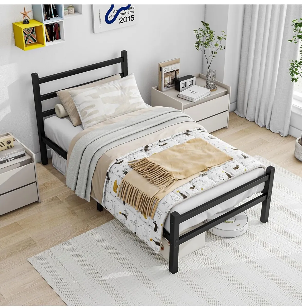 3ft Single Bed Frame with Headboard - Image 1